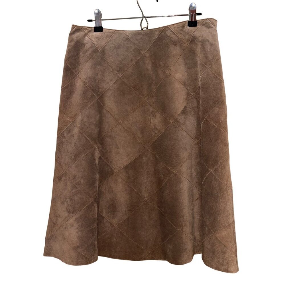 Liz Claiborne Vintage Womens Skirt Size 4 Brown Suede Pleated Mini Casual